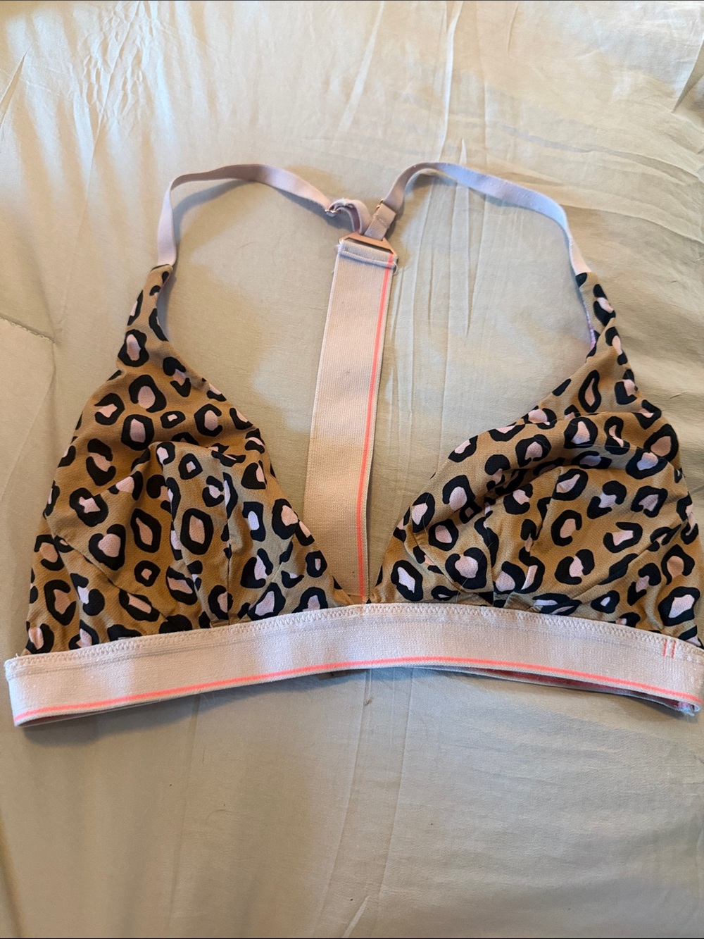 Stance Leopard Print Wireless Bralette in Tan and Pink reversible to floral